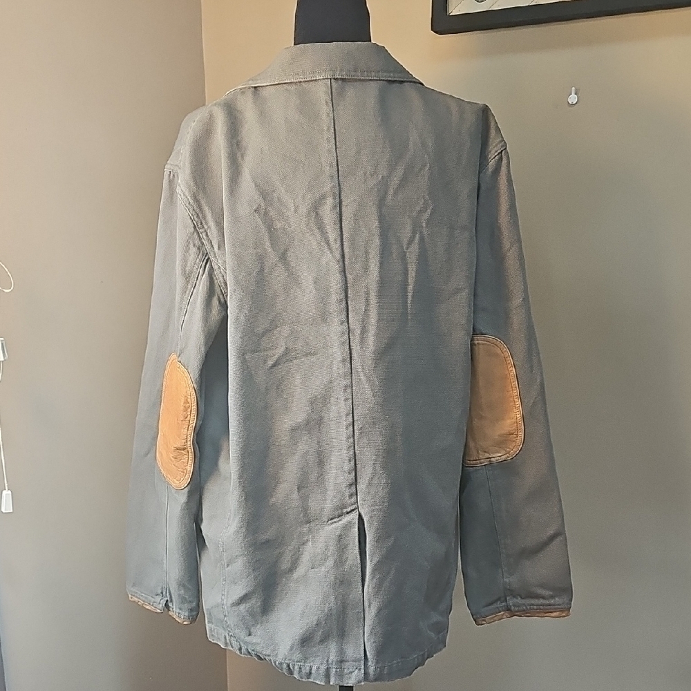 Orvis Olive Drab Blazer Jacket with Tan Details Elbow Patches Lots Of Pockets! - Picture 2 of 6